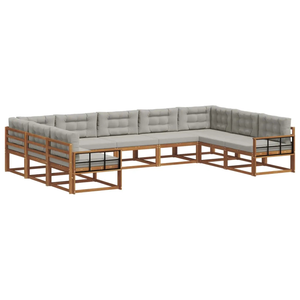 Set di divani da esterno 9 pcs Grigio Naturale e Chiaro 3368179