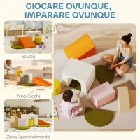 Set 8 Costruzioni Morbide per Bambini 0-3 Anni da Interni, in Velluto e Schiuma PU Arancione
