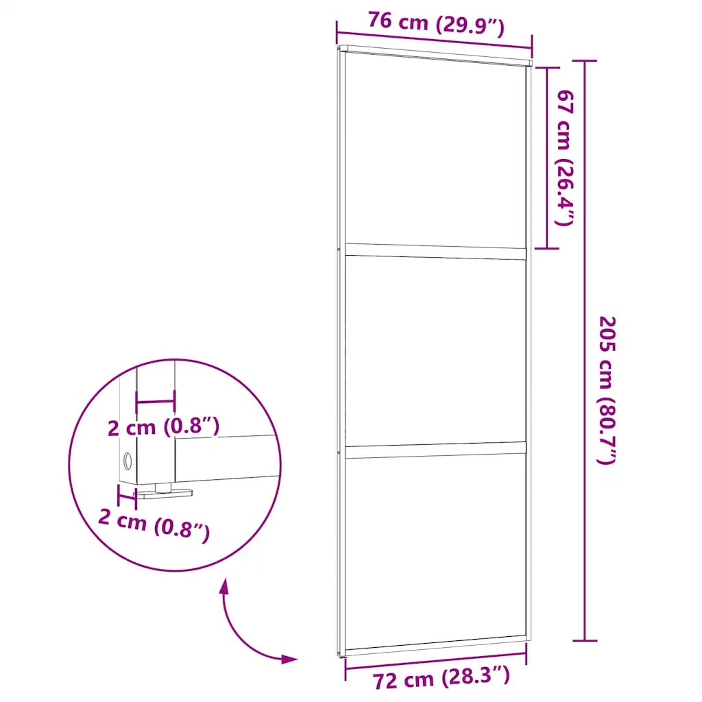 Porta in vetro Rigato Nero 90 x 2 x 205 cm Alluminio