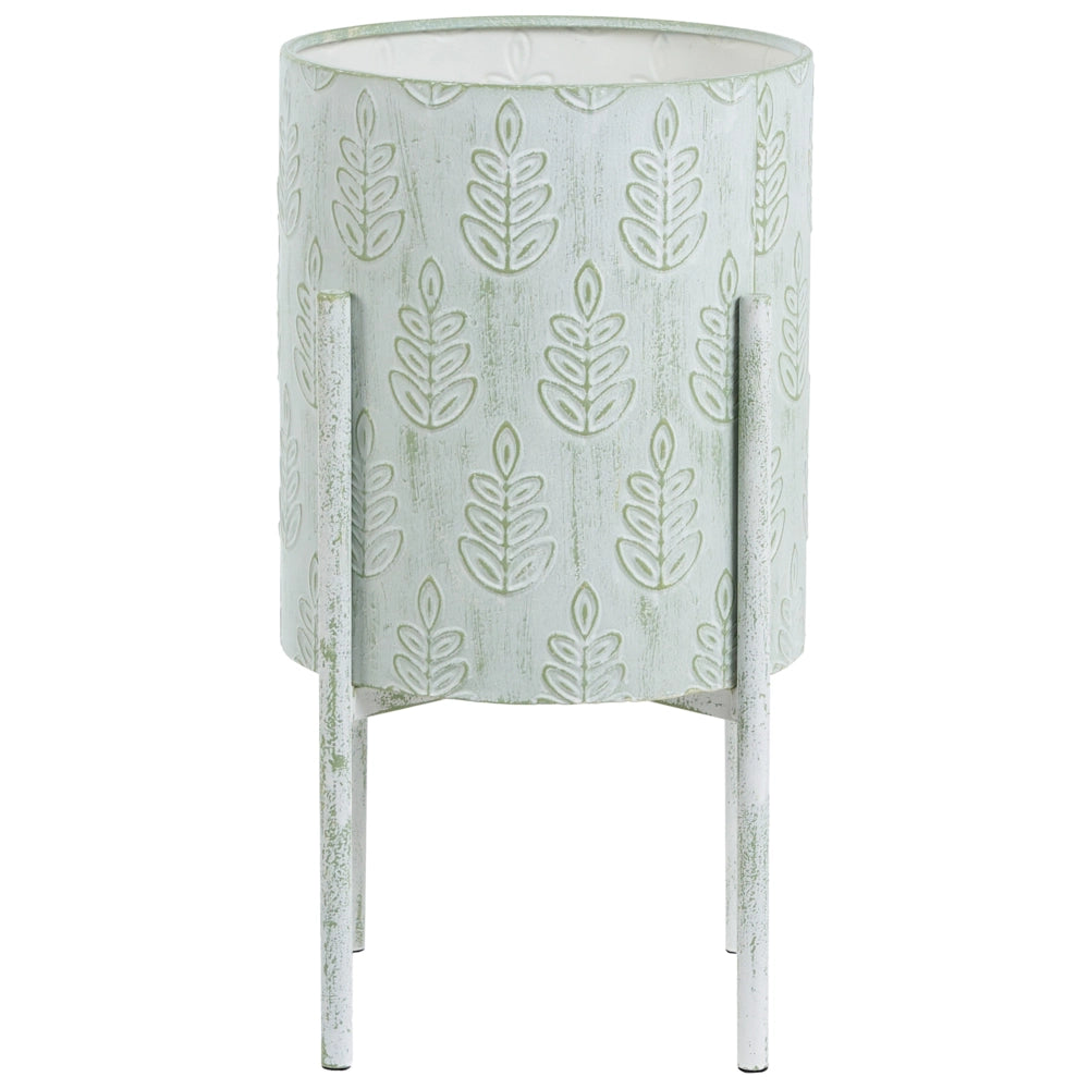 Portavaso Portapiante da Interno in Ferro Verde Menta 35 x 35 x 58 cm Stile Rustico Effetto Vissuto