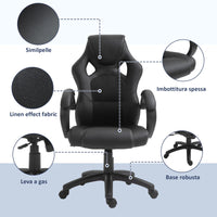 Sedia da Gaming 51x61x108-118 cm in Similpelle Nero