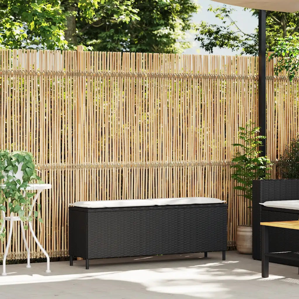 Panchina da Giardino | Panca da Giardino con Cuscino Nera 110x30x40,5 cm in Polyrattan