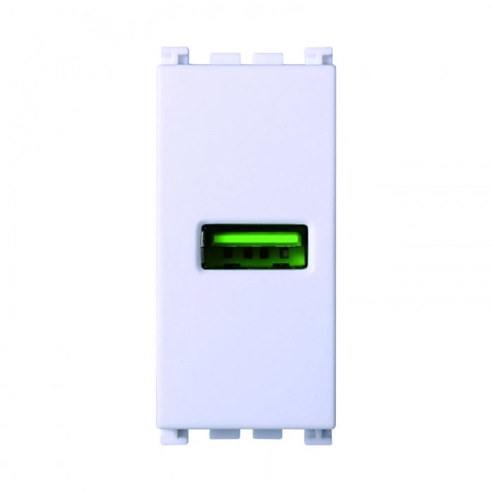 Ettroit Serie Venus Presa USB Caricatore 5V 2,1A USB-A Bianca Compatibile Con Vimar Arke