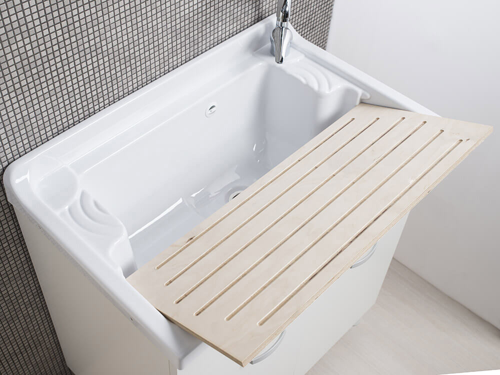 Mobile Lavatoio in ABS 80x50x88 cm 2 Ante Ambrosini Doris Bianco Opaco