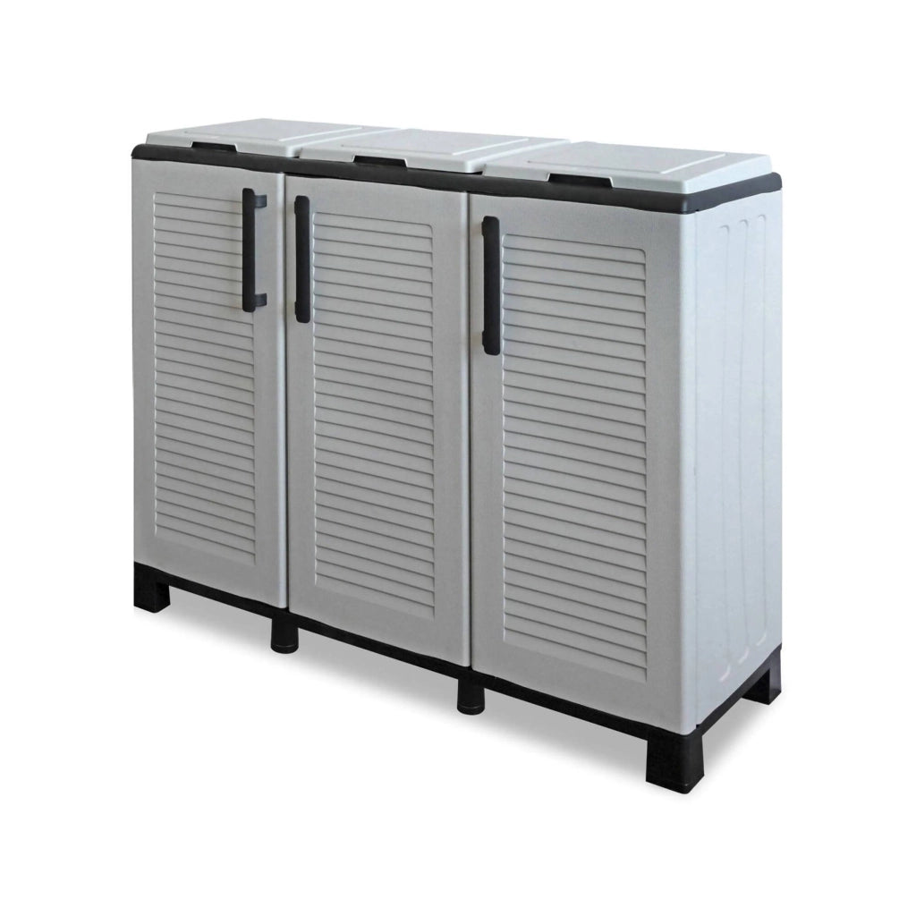 Contenitore per Rifiuti Apix, Pattumiera Capacità 330 (110 per Sacco) Made in Italy, 102x37x90h cm Grigio Chiaro