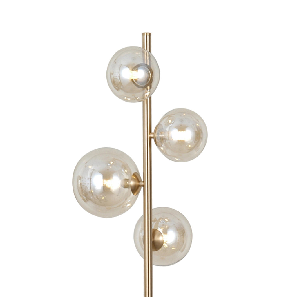 Lampada da terra Canello oro, sfere ambra 4xG9 Italux