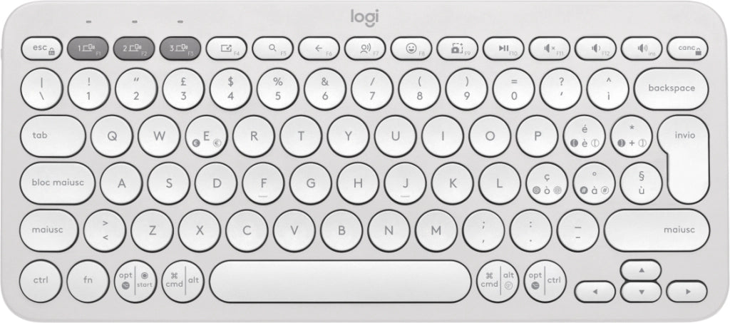 Logitech pebble keys 2 k380s tastiera universale rf senza fili + bluetooth qwerty italiano bianco - 920-011820