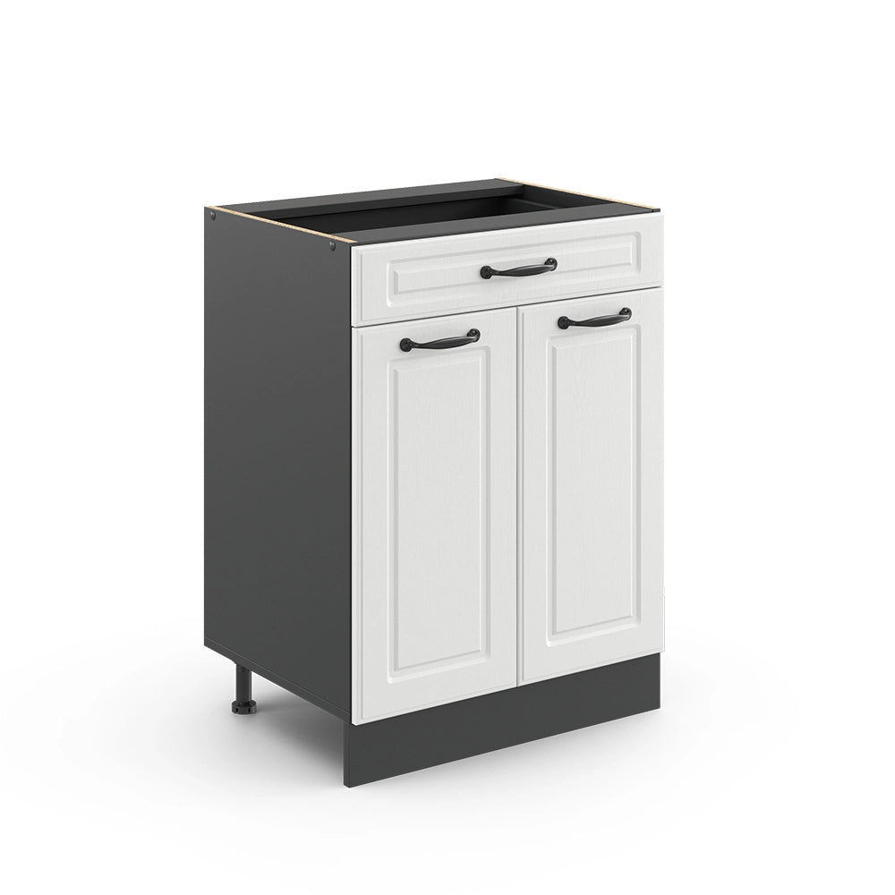 Vicco Mobiletto base per cucina Bianco casa di campagna 60 cm con cassetto, senza piano di lavoro