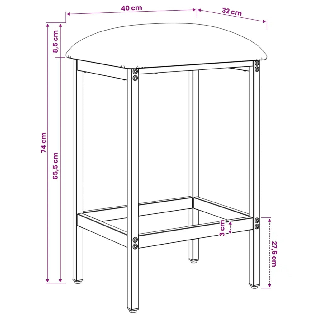 Sgabello da bar Grigio Scuro 40 x 32 x 74 cm 8006171