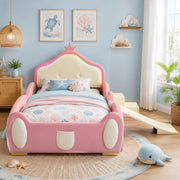 Letto imbottito per bambini con LED, scivolo e scala 90x200 cm