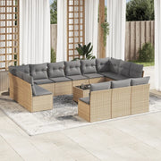 Set Divani da Giardino 14pz con Cuscini in Polyrattan Beigecod mxl 89519