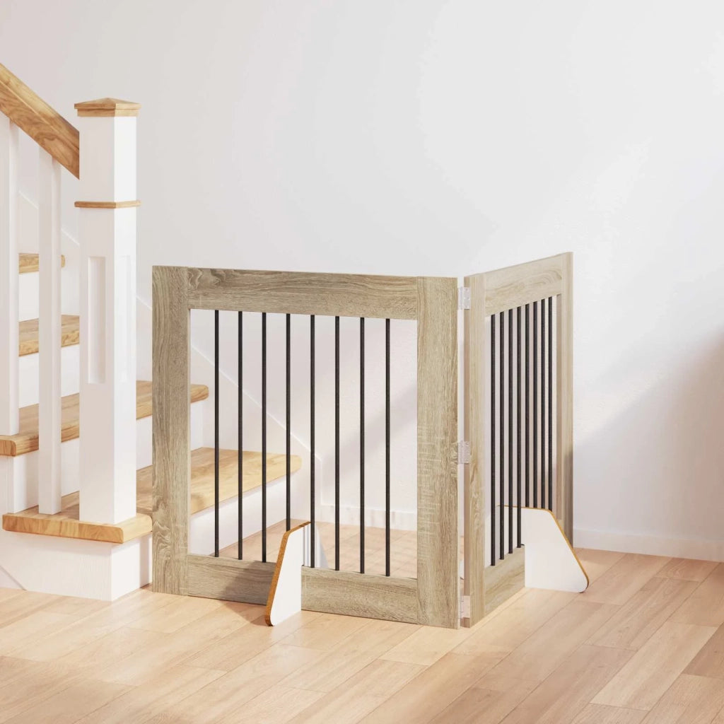 Cancello per cani con supporti 2 pcs Rovere Sonoma 80 x 80 cm 892074