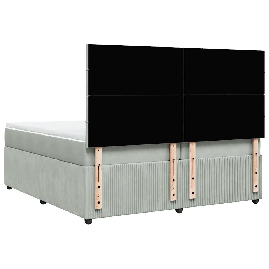 Giroletto a Molle con Materasso Grigio Chiaro 200x200cm Velluto