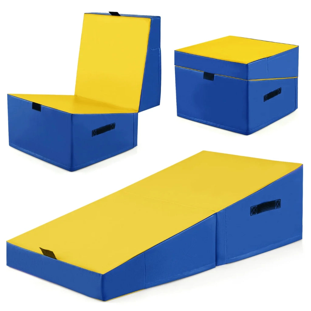 Tappetino da ginnastica pieghevole 120 x 60 x 35 cm comfort ottimale per palestra e stretching similpelle PVC gialla 20_0017672
