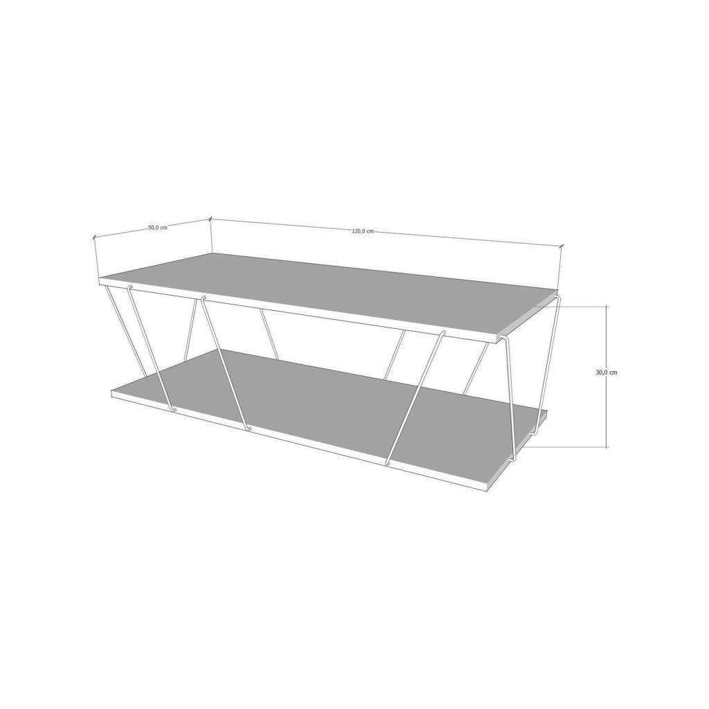 Tavolino da salotto Sarika, Tavolo basso da caffè, Portariviste per divano, Ripiano da soggiorno, 120x50h30 cm, Antracite e Nero