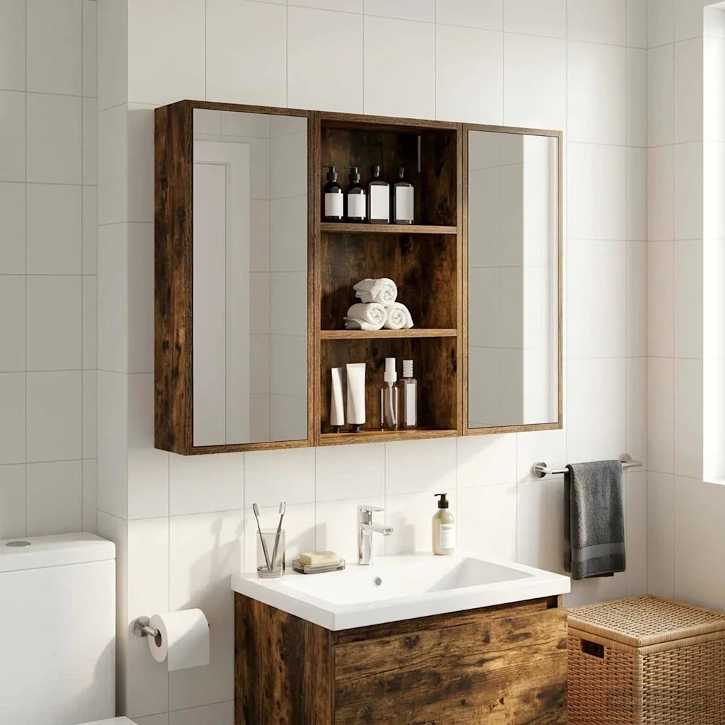 Armadio da bagno a muro Quercia Affumicata 40 x 14 x 70 cm 889363