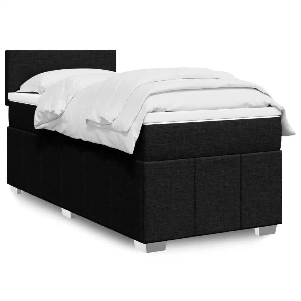 vidaXL Giroletto a Molle con Materasso Nero 90x190 cm in Tessuto