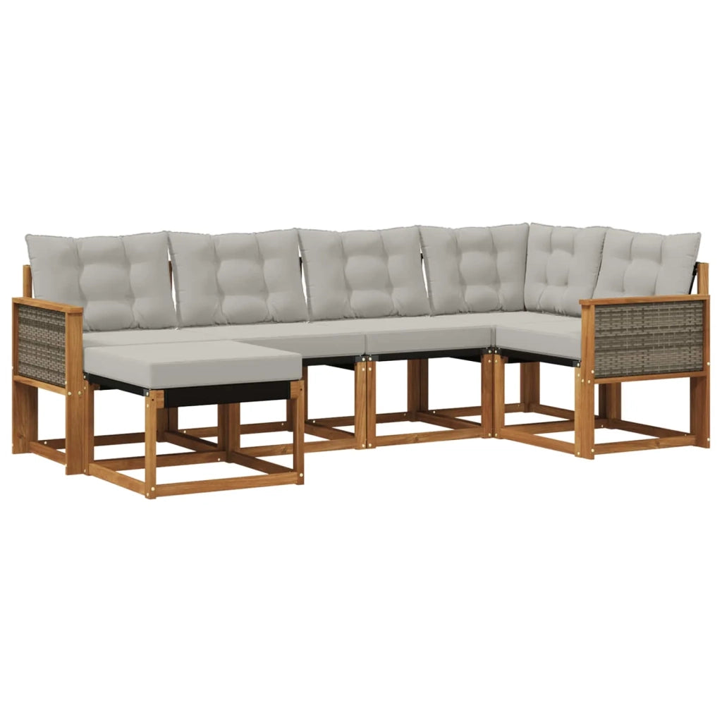 Set di divani da esterno 6 pz Naturale e Grigio Chiaro 3382059