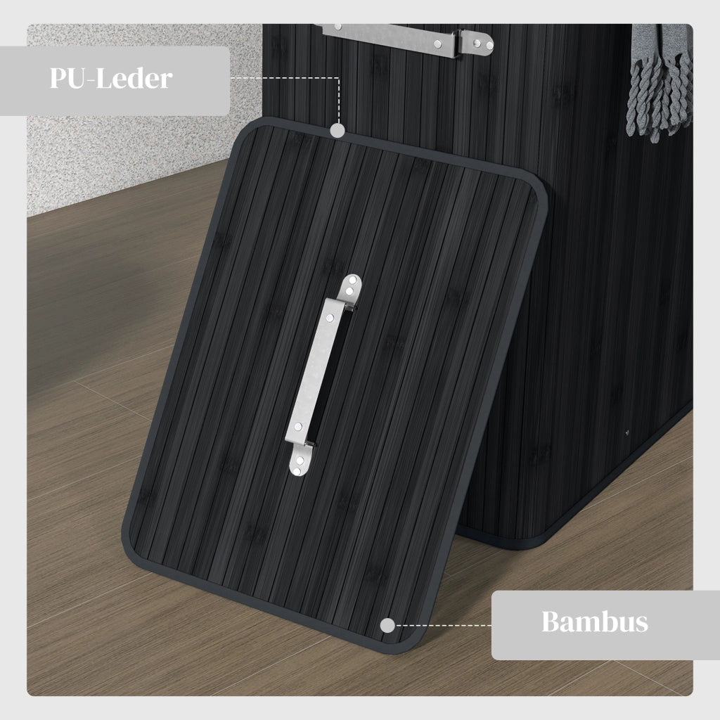 Cestino per biancheria con coperchio ¨C Zephmum ¨C Bamb¨´, pieghevole, 72L, Nero 40x30x60cm