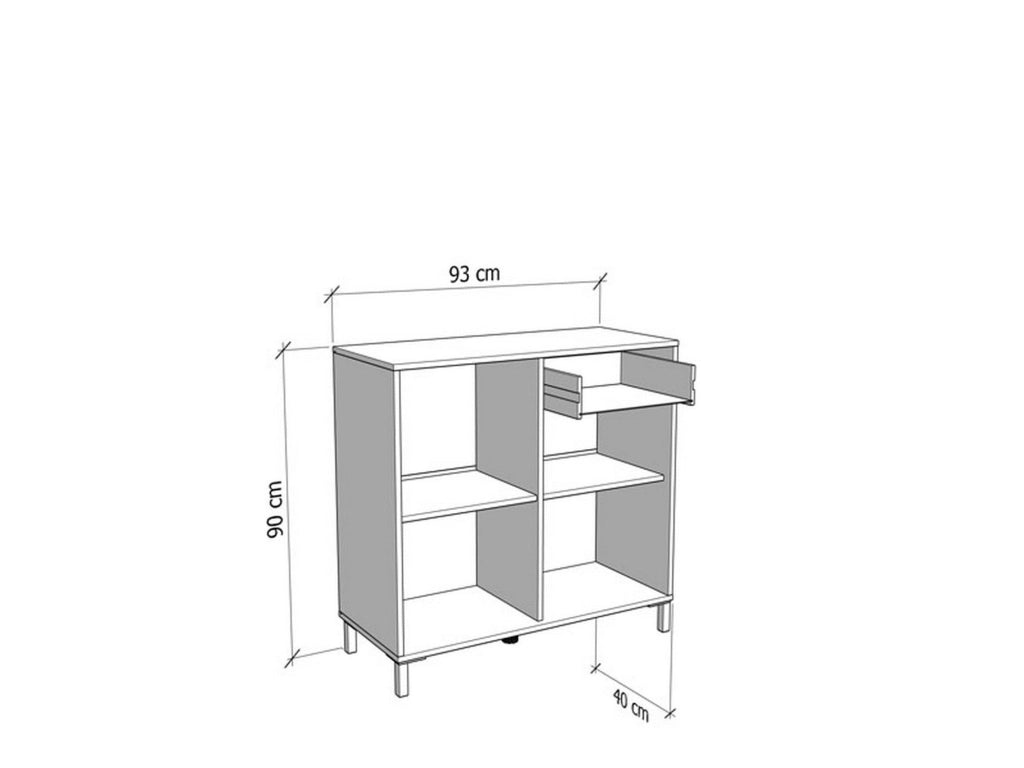 Madia Laerruu, Credenza un Cassetto, 93x40x90h cm Marrone Rovere Nodi