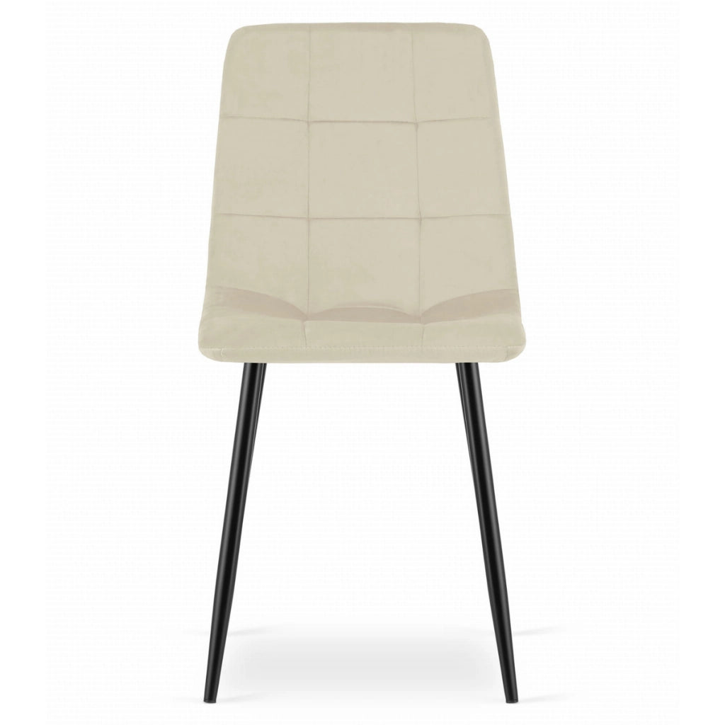 Sedia Kara in velluto beige con gambe nere