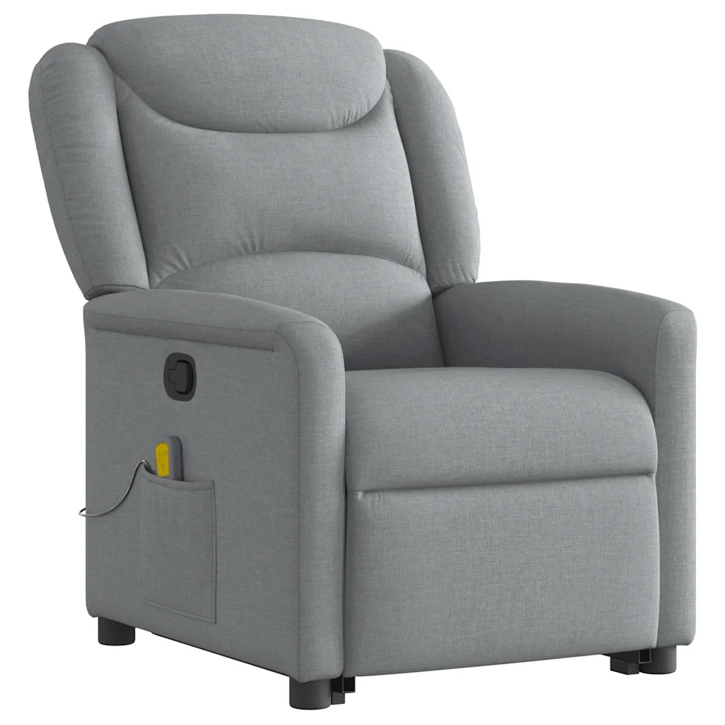 Poltrona Alzapersona Massaggi Reclinabile Grigio Chiaro Tessuto 3303204