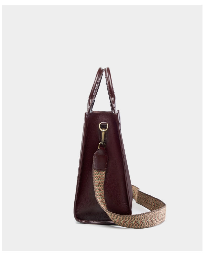 Borsa a tracolla da donna in vera pelle marrone con manico superiore
