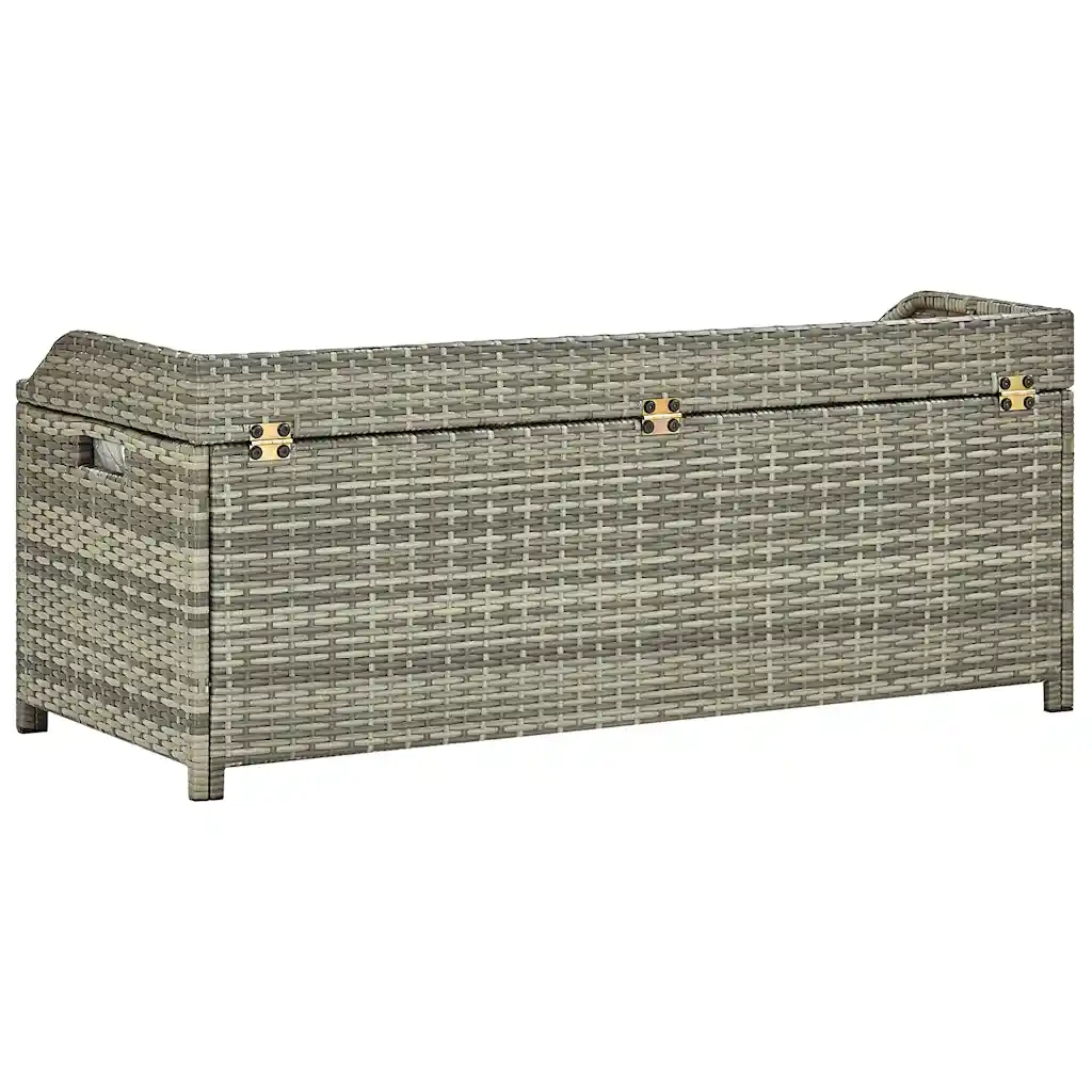 Panca da Giardino con Vano Portaoggetti 120cm Polyrattan Grigio 46481