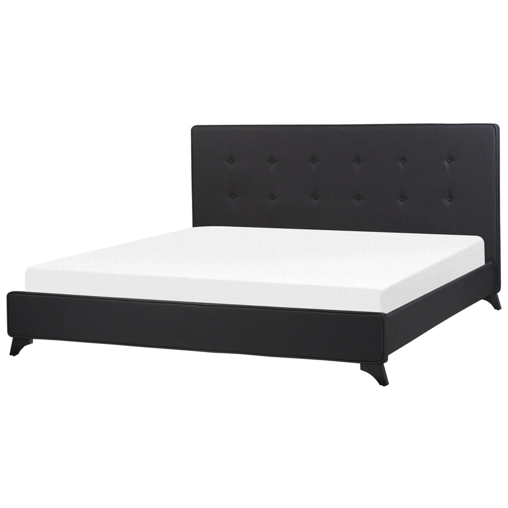 Letto Matrimoniale Nero 180 x 200 cm Imbottito