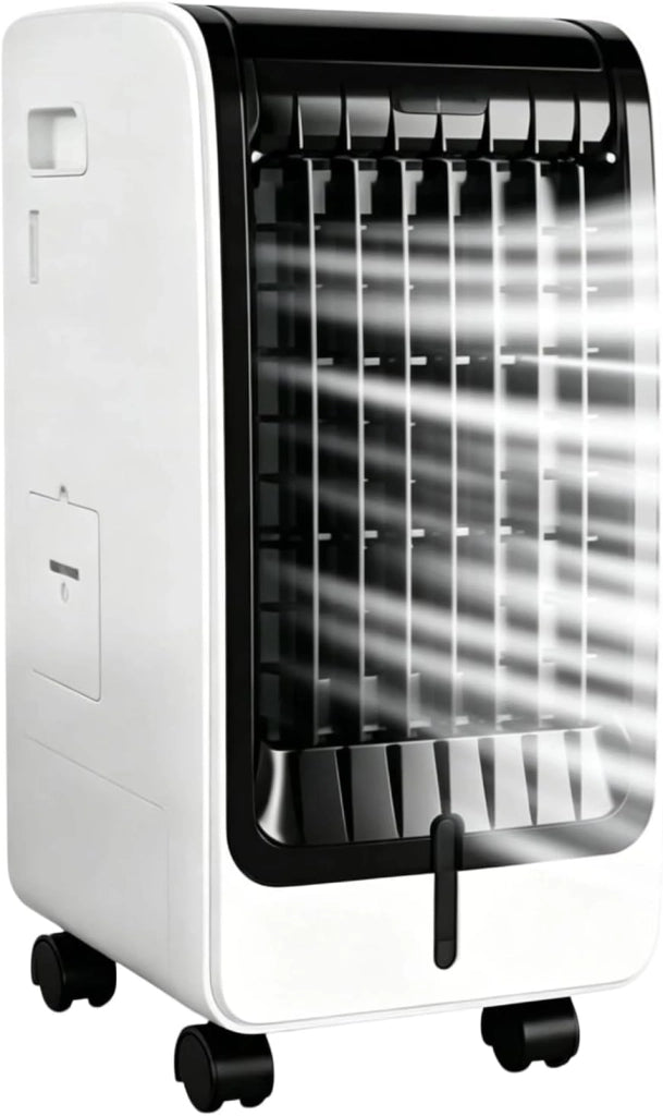 Climatizzatore portatile 3 in 1, 75 W, con serbatoio dell'acqua da 6 l, timer 8 ore, climatizzatore mobile per raffreddamento, ventilazione, umidificazione, nero e bianco, per ufficio e