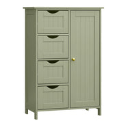 Mobiletto da bagno indipendente mobile contenitore con 4 cassetti 30 x 55 x 82 cm anta singola ripiano regolabile per soggiorno cucina e corridoio verde 12_0006501