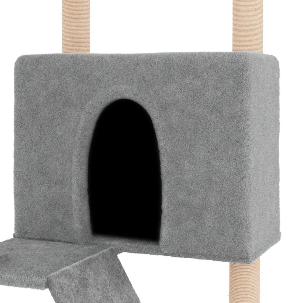 Albero per Gatti con Tiragraffi in Sisal Grigio Chiaro 143 cm 171730