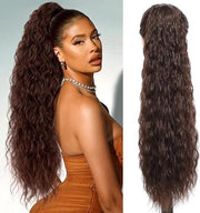 Estensione per coda di cavallo, coda di cavallo lunga avvolta, pezzo di capelli, cordino per tirare, coda di cavallo, estensione capelli per donne, capelli ondulati, capelli ondulati sintetici, trecce, estensioni per uso quotidiano