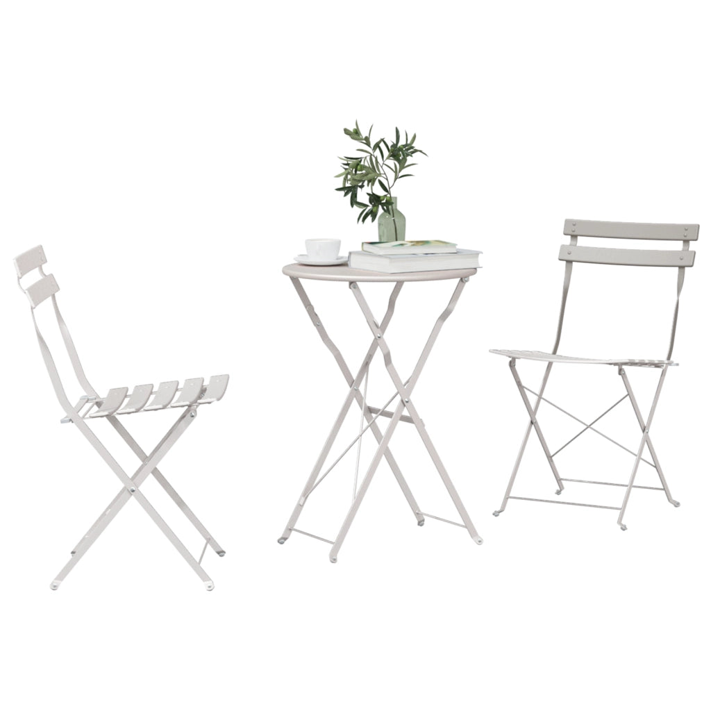 Set Bistro Pieghevole 3 Pezzi Beige in Acciaio di