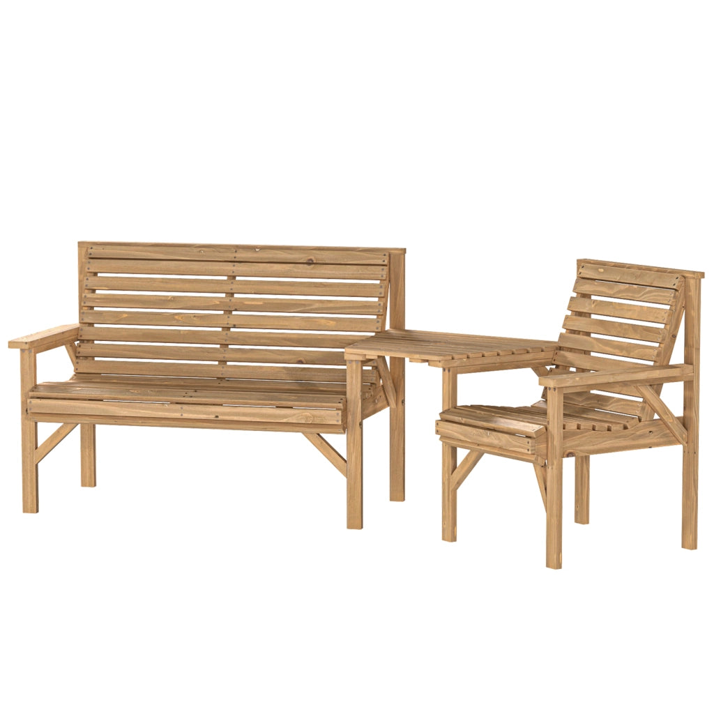 Set 3 Sedie da Giardino con Tavolo ¨C Zephmum ¨C Legno Naturale 121x65x90 cm