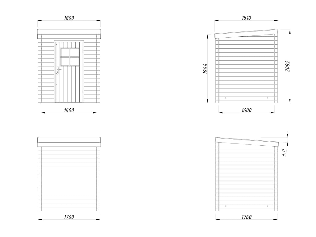 Casetta in legno non trattato Molly A 176X176