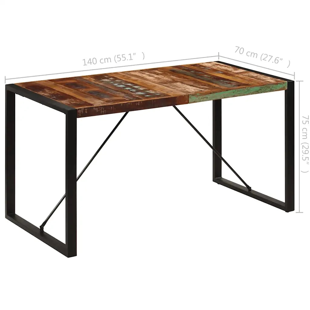Tavolo da Pranzo 140x70x75 cm Legno Massello di Recupero cod mxl 19316