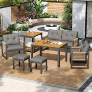 Set Divano da Giardino ¨C Xylo ¨C Polyrattan, Cuscini, Tavolo, Struttura in Metallo