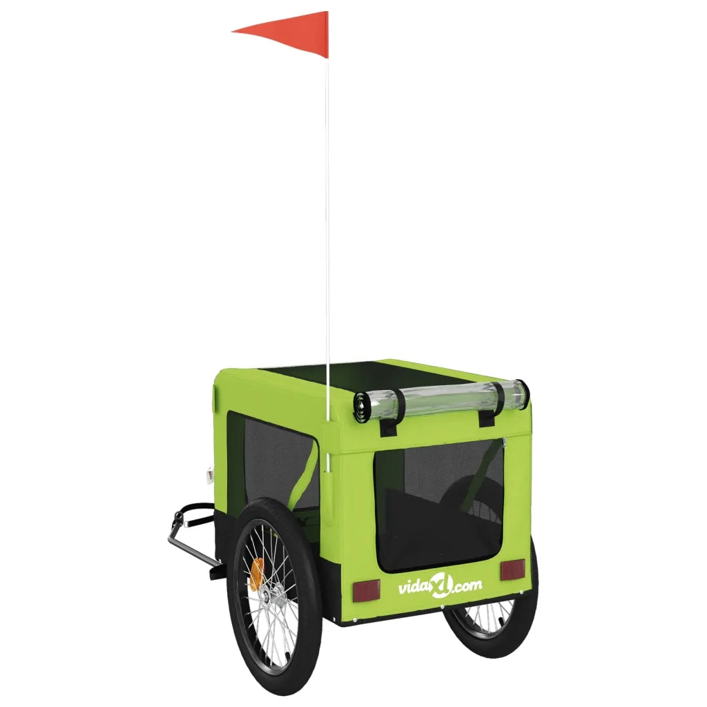Rimorchio da Bici per Animali Verde e Nero Oxford e Ferro CFW8742275