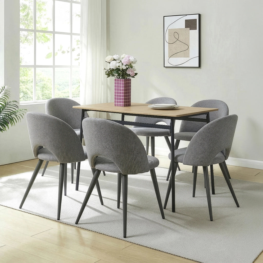Set Karijoki di 6 Sedie Imbottite da Sala Pranzo Rivestimento in Tessuto - Grigio [en.casa]