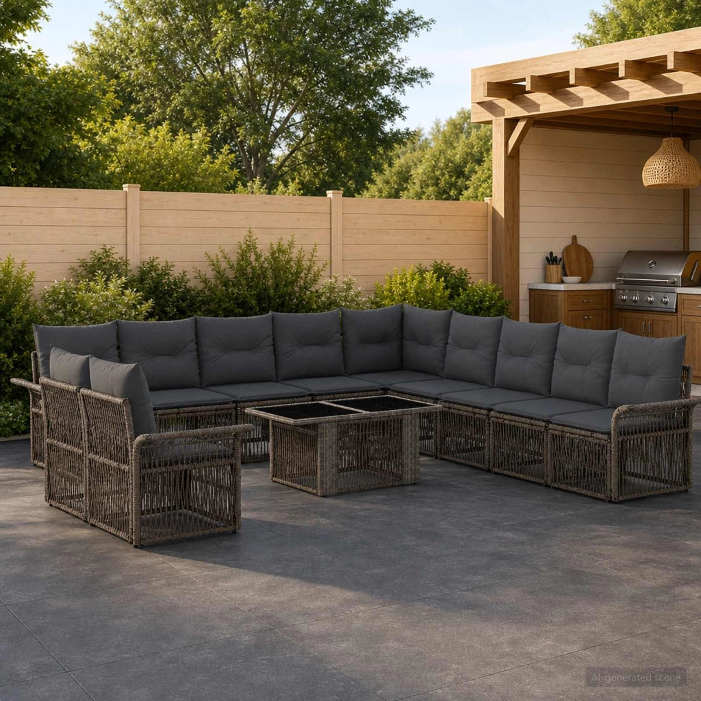 Set Divano da Giardino 12 pz Grigio e Grigio Scuro polyrattan 3436664
