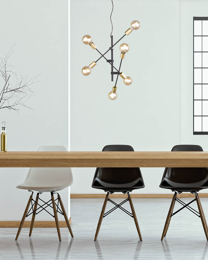 Lampada a Sospensione da Interno  E27 in Metallo Nero Opaco