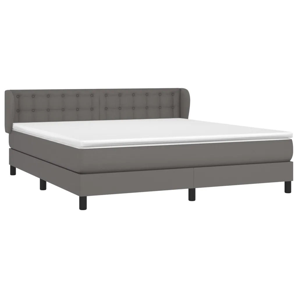 Giroletto a Molle con Materasso Grigio 160x200 cm in Similpelle