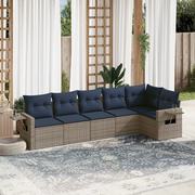 Set Divani da Giardino 6 pz con Cuscini Grigio in Polyrattan 3220190