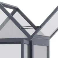 Mini Serra 3 Ripiani Orto Piante con Tetto Apribile Doppie Porte, in Legno Policarbonato, Resistente alle Intemperie, 70.5 x 42 x 132 cm, Naturale