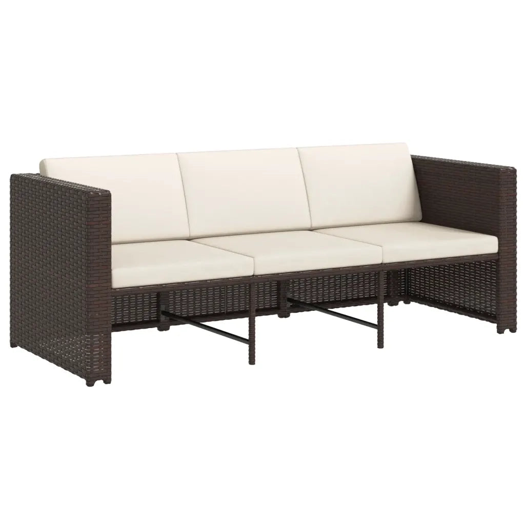 Set Divani da Giardino 4 pz con Cuscini in Polyrattan Marrone