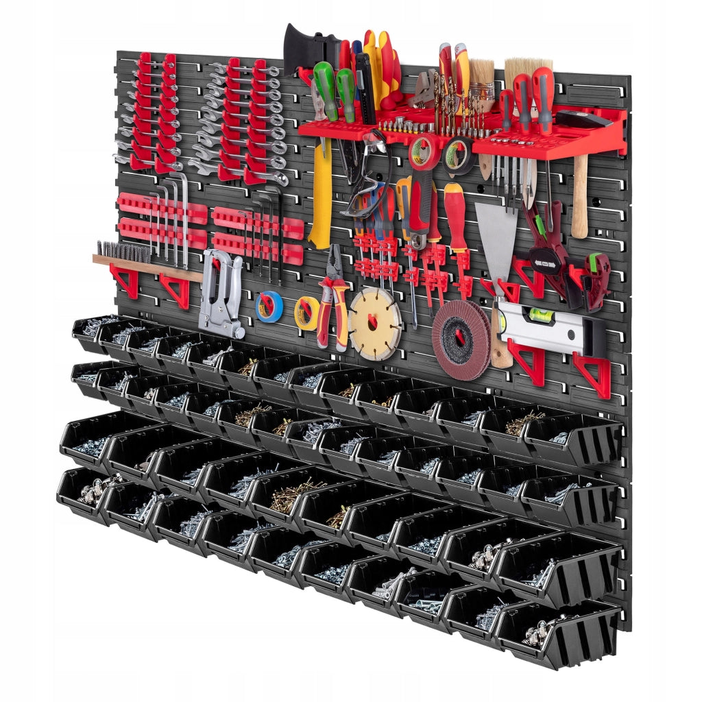Pannello portautensili KADAX da parete per officina, 116x78 cm, 48 scomparti, 40 supporti, garage.