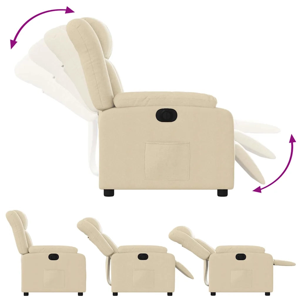 Poltrona Elettrica Reclinabile-Divano Sedia Crema in Tessuto 669424