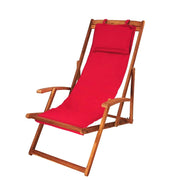 Lettino da giardino, lettino relax, sdraio, sedia a sdraio con rivestimento in tessuto rosso