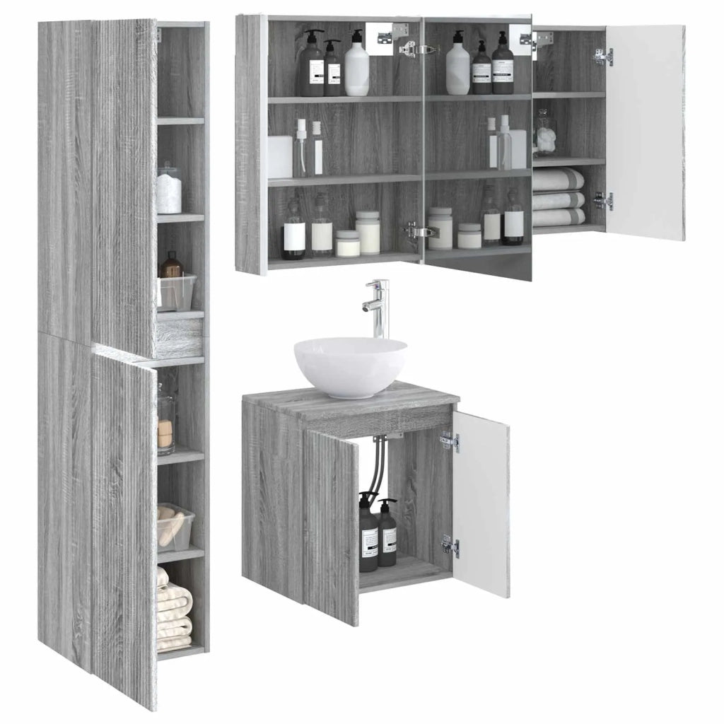 Set di Armadi da Bagno 5 pcs Sonoma grigio 53 x 15,5 x 70 cm 3407308